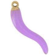 Pendentif piment 24x6 mm Resine époxy - Acier inoxydable 316L Doré - Lilas x1|raw }}