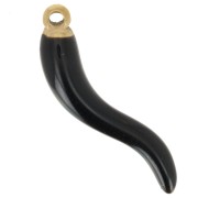 Pendentif piment 24x6 mm Resine époxy - Acier inoxydable 316L Doré - Noir x1