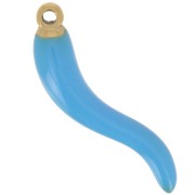 Pendentif piment 24x6 mm Resine époxy - Acier inoxydable 316L Doré - Bleu x1|raw }}