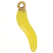 Breloque piment 15x4 mm Resine époxy - Acier inoxydable 316L Doré - Jaune x1|raw }}