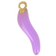 Breloque piment 15x4 mm Resine époxy - Acier inoxydable 316L Doré - Lilas x1|raw }}