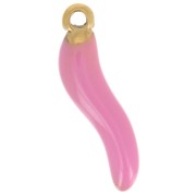 Breloque piment 15x4 mm Resine époxy - Acier inoxydable 304 Doré - Rose x1