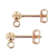 Clous d'oreilles boule 3 mm en Rose Gold filled (or laminé)  x2