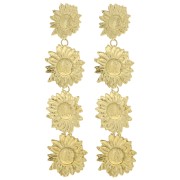 Boucles d'oreilles pendantes tournesol 80x20 mm - Acier inoxydable 304L Doré x2