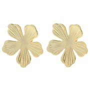 Clous d'oreilles fleur 26 mm avec anneau ouvert - Doré à l'or fin x2|raw }}
