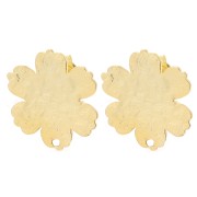 Clous d'oreilles fleur texturé 19x17.5 mm - Doré à l'or fin x2|raw }}