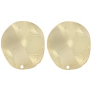 Clous d'oreilles rond ondulé 22 mm - Doré à l'or fin x2