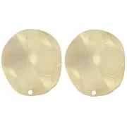 Clous d'oreilles rond ondulé 22 mm - Doré à l'or fin x2