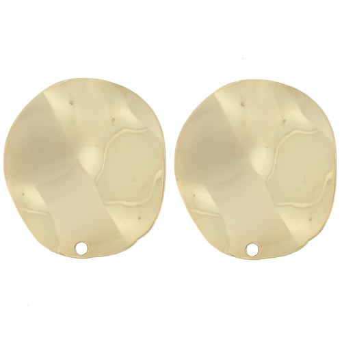 Clous d'oreilles rond ondulé 22 mm - Doré à l'or fin x2