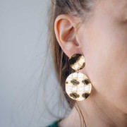 Clous d'oreilles rond ondulé 22 mm - Doré à l'or fin x2