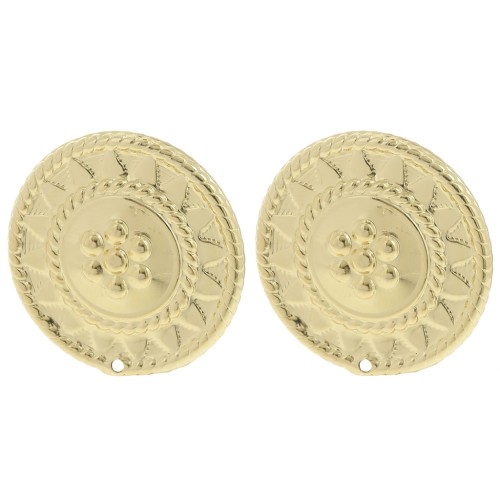 Clous d'oreilles rond 27 mm motif ethnique - Doré à l'or fin x2