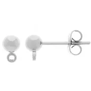 Clous d'oreilles tête boule 4 mm avec anneau - Argenté x4