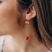 Crochets d'oreilles noeud 8x13 mm avec anneau fermé - Doré à l'or fin x2