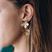 Pendentif fleur 26 mm - Doré à l'or fin x1