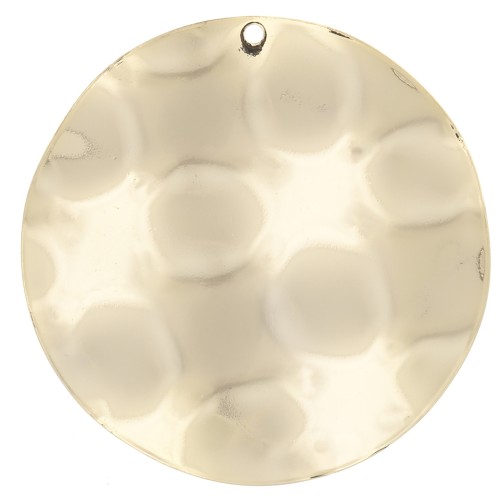 Pendentif rond ondulé 38 mm - Doré à l'or fin x1