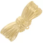 Broche noeud 13.5x28 mm avec anneau fermé - Doré à l'or fin x1