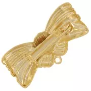 Broche noeud 13.5x28 mm avec anneau fermé - Doré à l'or fin x1