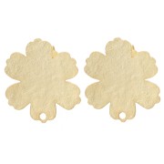 Clous d'oreilles fleur texturé 19x17.5 mm - Doré à l'or fin satiné x2|raw }}