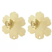 Clous d'oreilles fleur texturé 19x17.5 mm - Doré à l'or fin satiné x2