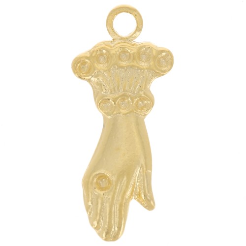 Breloque main 15x6 mm pour cabochon 1 mm - Doré à l'or fin x1