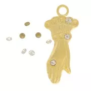 Breloque main 15x6 mm pour cabochon 1 mm - Doré à l'or fin x1