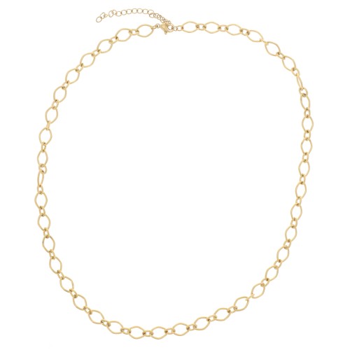 Collier maille Fantaisie alternée 6.3 mm - Acier inoxydable 304L Doré x42cm