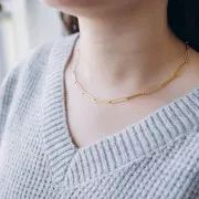 Collier maille Rectangle 4.1 mm - Acier inoxydable 304L Doré x42cm