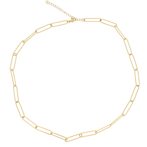 Collier maille Rectangle 5 mm - Acier inoxydable 304L Doré x42cm