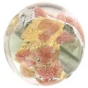 Ronde Murano 10 mm Aventurine feuille d'or et d'argent x1