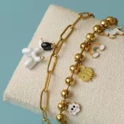 Bracelet maille Rectangle 4.1 mm - Acier inoxydable 304L Doré x20cm