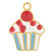 Breloque gâteau cupcake 10.5x8 mm en résine époxy - Acier inoxydable 316L Doré x1|raw }}