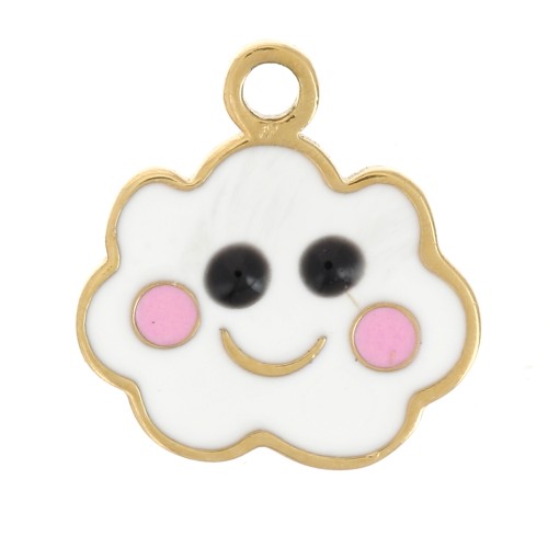 Breloque nuage 8 mm en résine époxy - Acier inoxydable 316L Doré x1