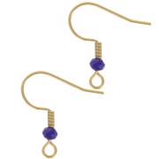 Crochets d'oreilles 20 mm perle verre facettée - Acier inox 304L Doré - Cobalt x2