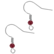Crochets d'oreilles 20 mm perle verre facettée - Acier inox 304L - Rouge x2|raw }}