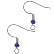 Crochets d'oreilles 20 mm perle verre facettée - Acier inox 304L - Cobalt x2