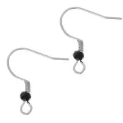 Crochets d'oreilles 20 mm perle verre facettée - Acier inox 304L - Noir x2