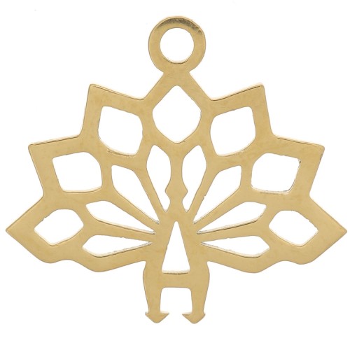 Breloque origami paon 15x17 mm - Acier inoxydable 316L Doré x1