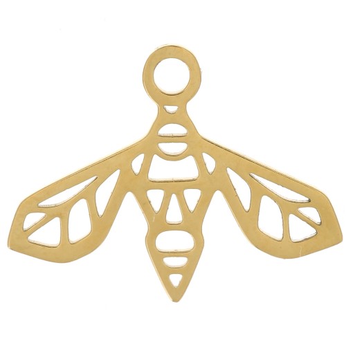 Breloque origami abeille 12x16 mm - Acier inoxydable 316L Doré x1
