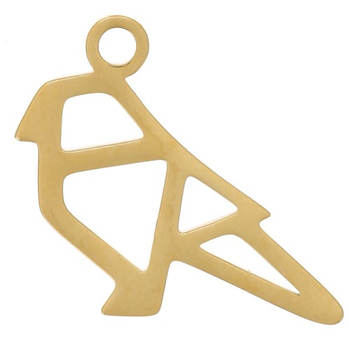 Breloque origami perroquet 14x15 mm - Acier inoxydable 316L Doré x1