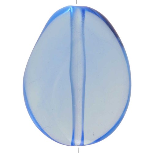 Perle plate irrégulière en résine transparente 25x20 mm - Bleu x1