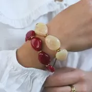 Perle plate irrégulière en résine transparente 25x20 mm - Jaune x1