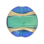 Bombée Murano 23 mm cerclée d'or Aquamarine x1