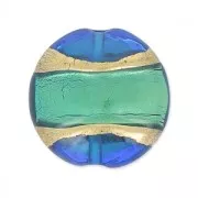 Bombée Murano 23 mm cerclée d'or Aquamarine x1