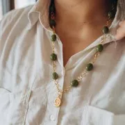 Perles olive en résine opaque 14x11 mm - Vert émeraude x6