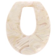 Pendentif goutte évidée en résine opaque 33x27 mm - Marbré beige x1