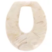 Pendentif goutte évidée en résine opaque 33x27 mm - Marbré beige x1