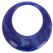 Pendentif rond évidé en résine opaque 44 mm - Bleu marine marbré x1