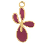 Breloque fleur de Lys 16x9 mm avec résine époxy - Acier inox 316L Doré - Prune x1|raw }}