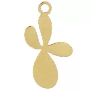 Breloque fleur de Lys 16x9 mm avec résine époxy - Acier inox 316L Doré - Ocre x1