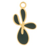 Breloque fleur de Lys 16x9mm avec résine époxy - Acier inox 316L Doré - Vert foncé|raw }}